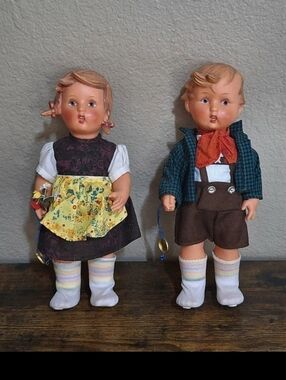 Super Cute Rare Vintage 1950s Set Of Boy & Girl 12″ Goebel Hummel Vinyl Dolls.